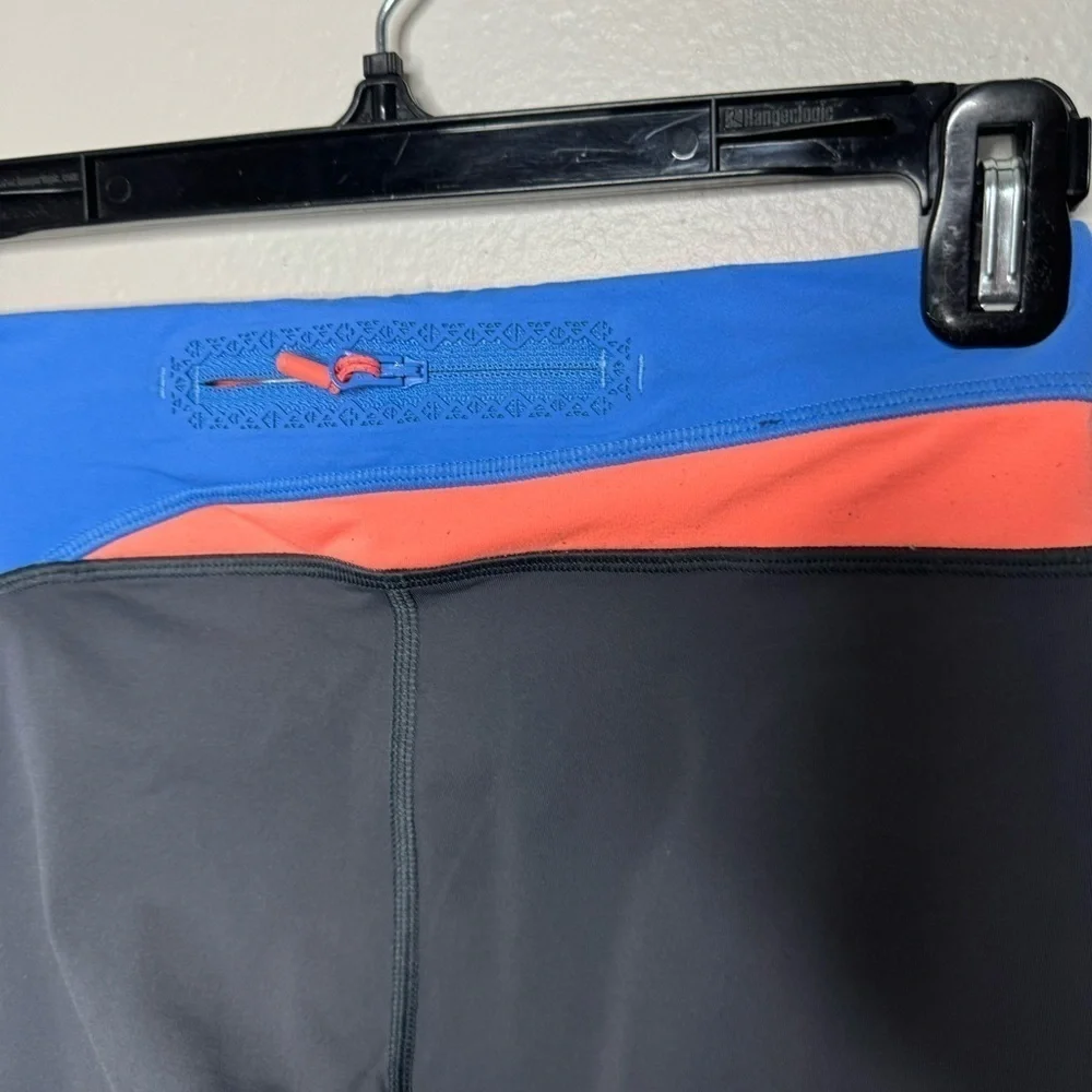 Ivivva by Lululemon Girls Leggings 12 Gray Blue Orange Colorblock Dance Gym